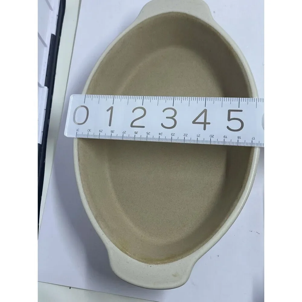 Pampered Chef Family Heritage Stoneware Mini Oval Baker Vanilla Glazed No Box
